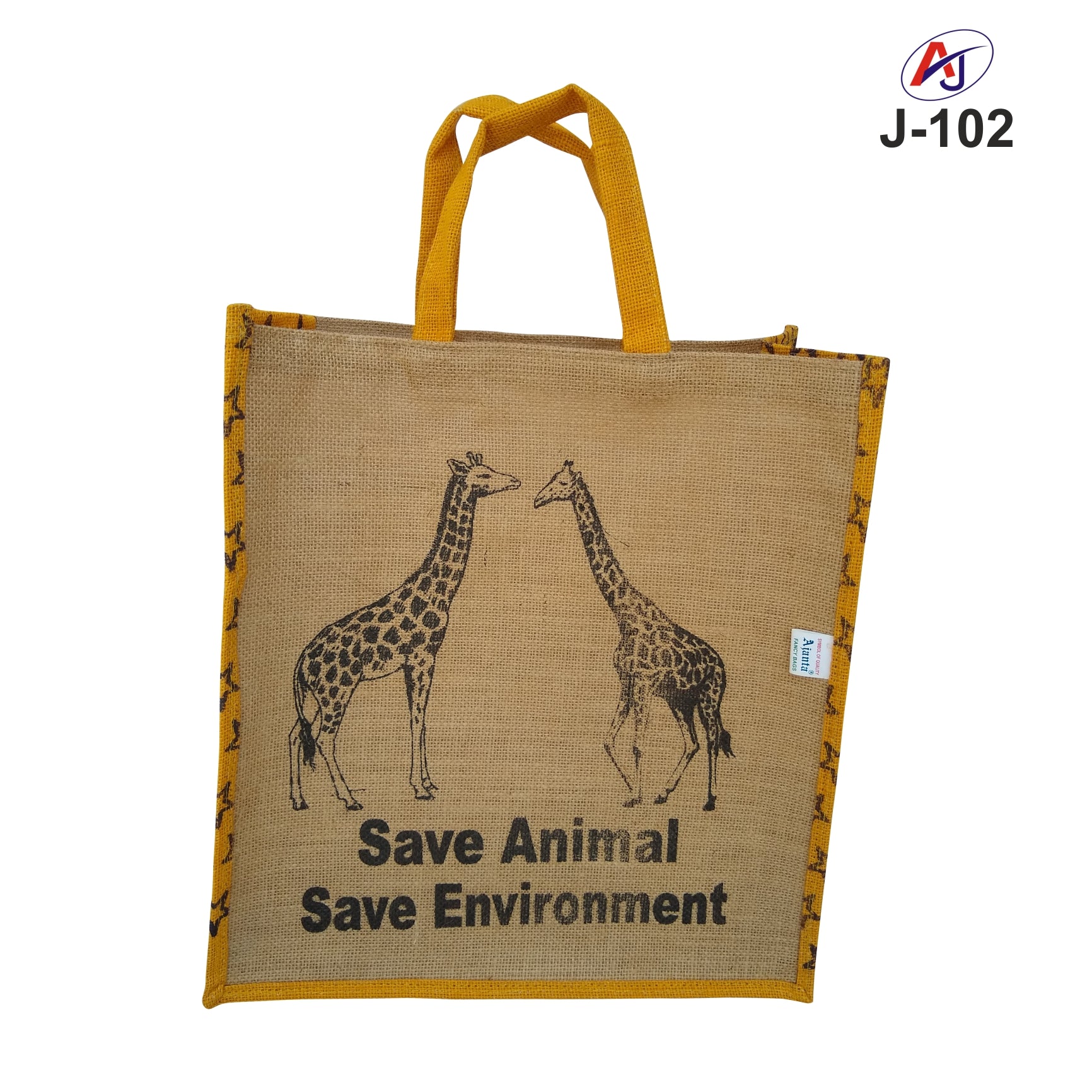 Eco-Friendly Printed Jute Tote Bag with Soft Handle – Wildlife Design Carry Bag