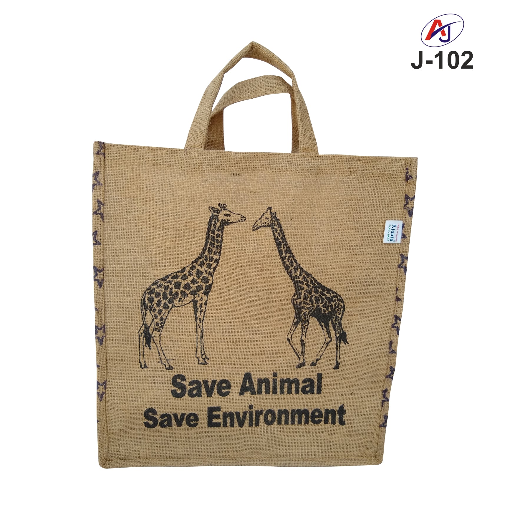 Eco-Friendly Printed Jute Tote Bag with Soft Handle – Wildlife Design Carry Bag