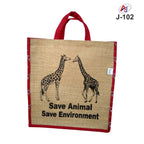 Eco-Friendly Printed Jute Tote Bag with Soft Handle – Wildlife Design Carry Bag