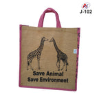 Eco-Friendly Printed Jute Tote Bag with Soft Handle – Wildlife Design Carry Bag