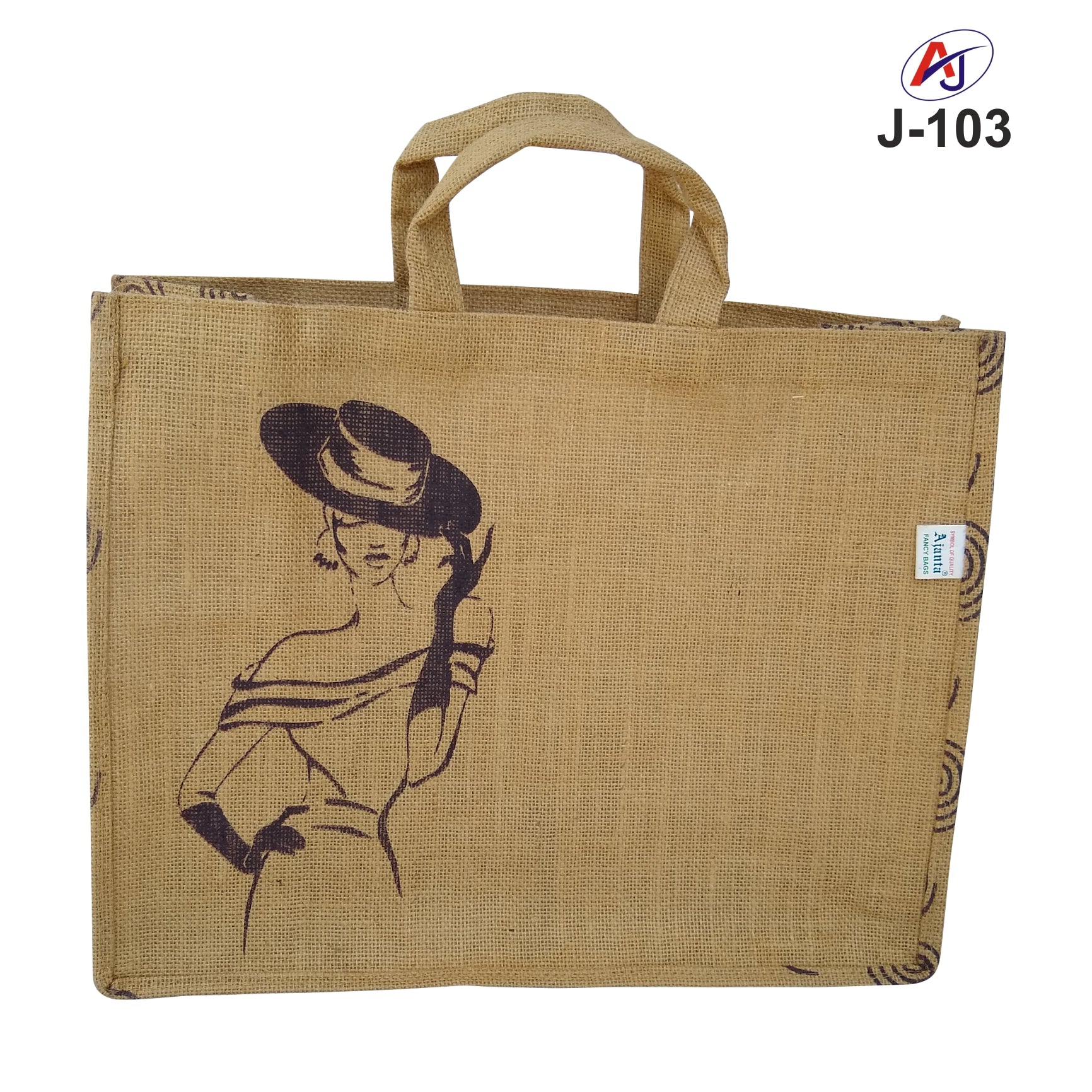 Fashion Print Jute Tote Bag with Soft Handle – Reusable Eco-Friendly Carry Bag
