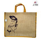 Fashion Print Jute Tote Bag with Soft Handle – Reusable Eco-Friendly Carry Bag