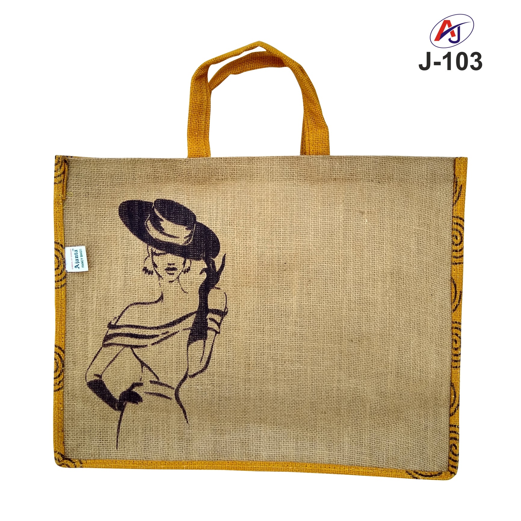 Fashion Print Jute Tote Bag with Soft Handle – Reusable Eco-Friendly Carry Bag