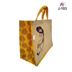 Fashion Print Jute Tote Bag with Soft Handle – Reusable Eco-Friendly Carry Bag