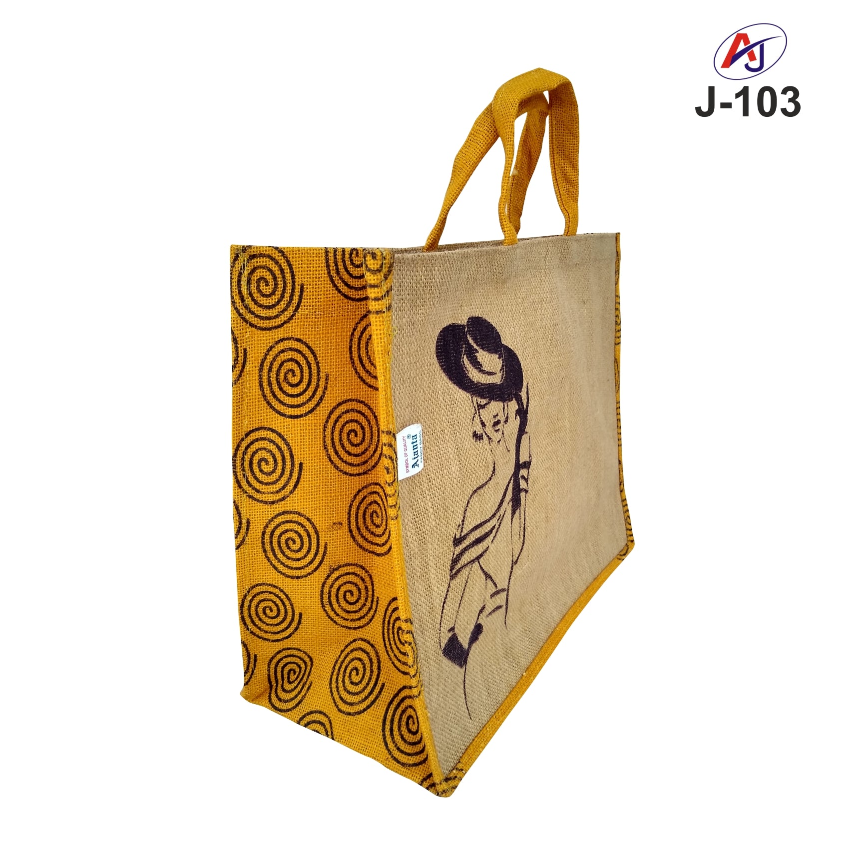 Fashion Print Jute Tote Bag with Soft Handle – Reusable Eco-Friendly Carry Bag