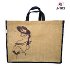 Fashion Print Jute Tote Bag with Soft Handle – Reusable Eco-Friendly Carry Bag