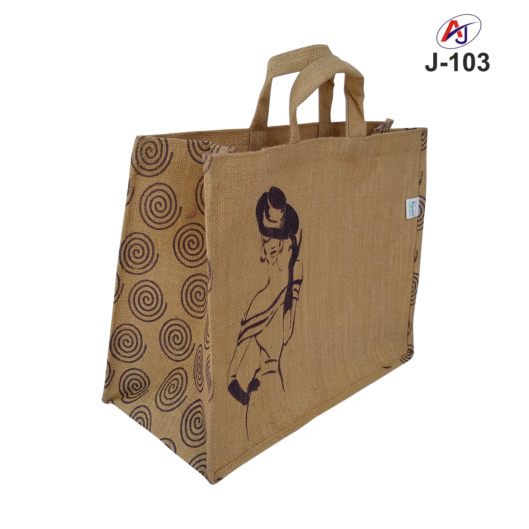 Fashion Print Jute Tote Bag with Soft Handle – Reusable Eco-Friendly Carry Bag