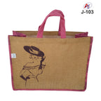 Fashion Print Jute Tote Bag with Soft Handle – Reusable Eco-Friendly Carry Bag
