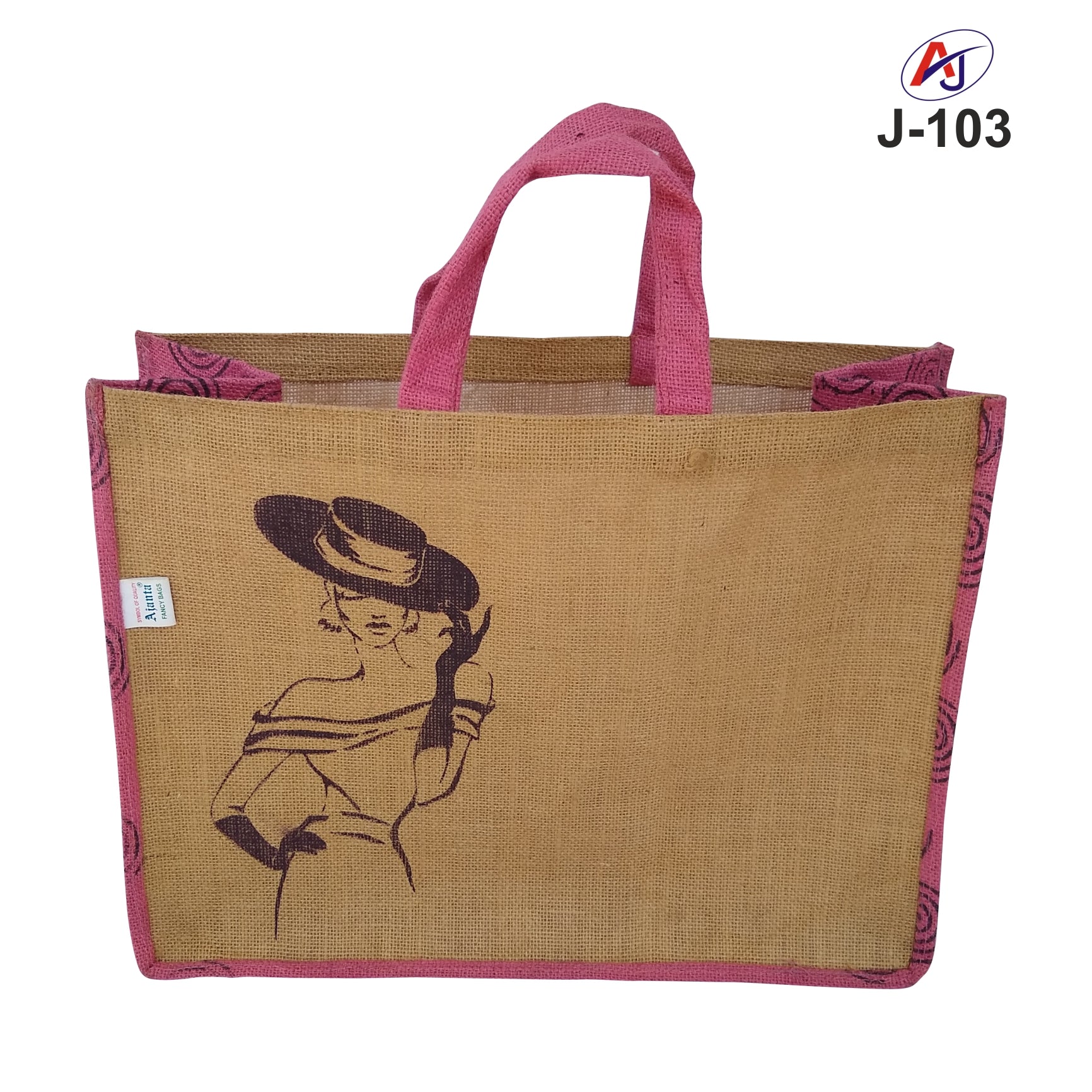 Fashion Print Jute Tote Bag with Soft Handle – Reusable Eco-Friendly Carry Bag
