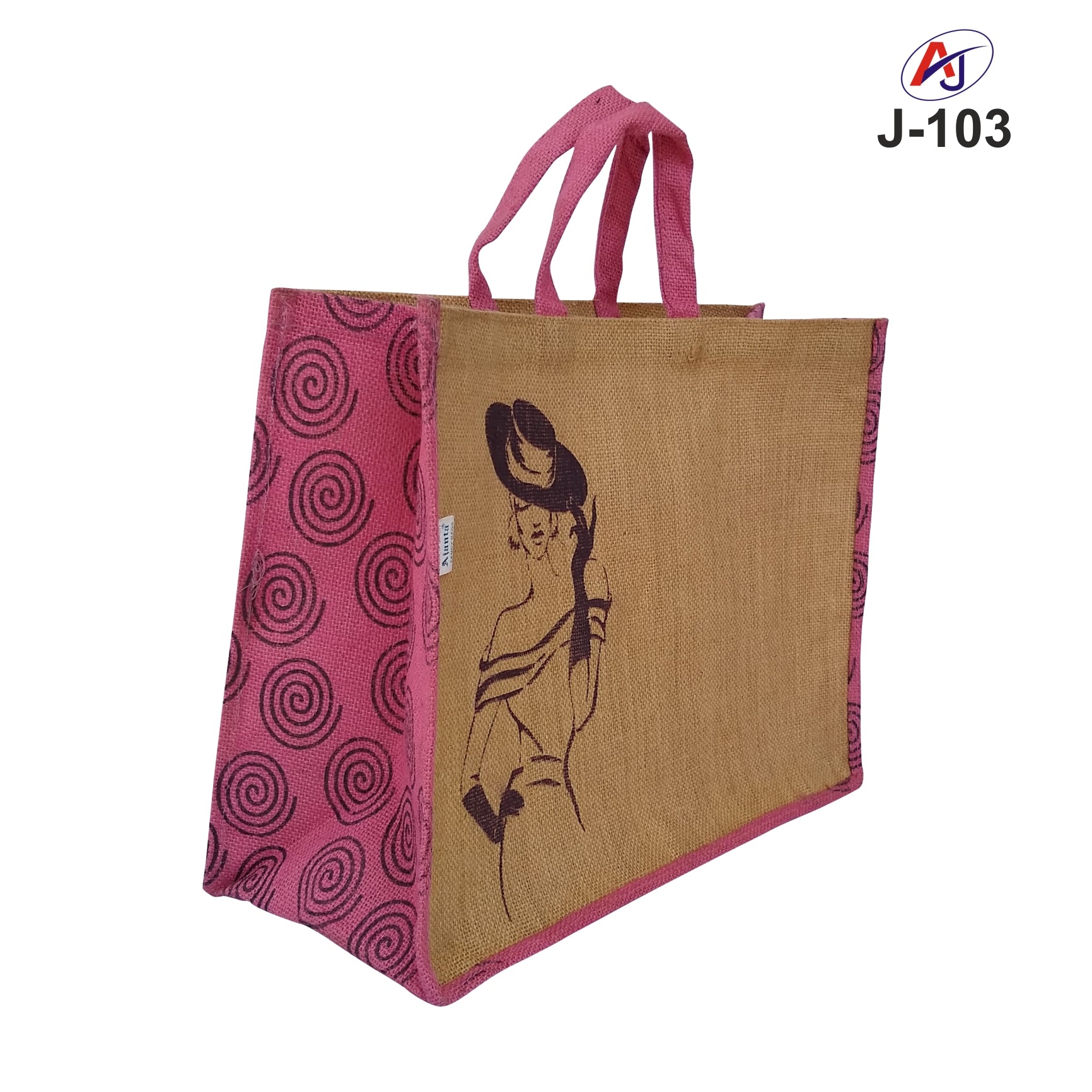 Fashion Print Jute Tote Bag with Soft Handle – Reusable Eco-Friendly Carry Bag