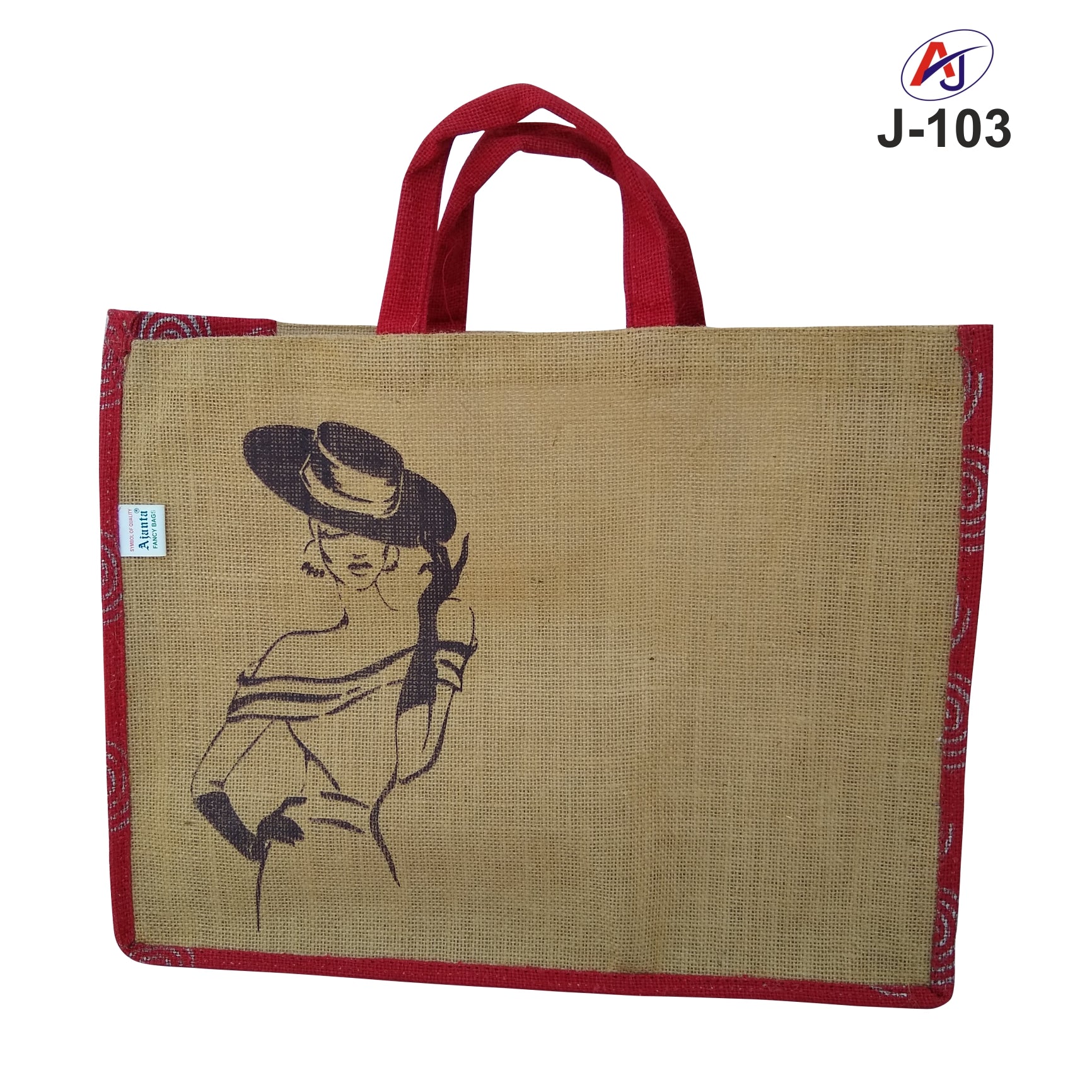 Fashion Print Jute Tote Bag with Soft Handle – Reusable Eco-Friendly Carry Bag