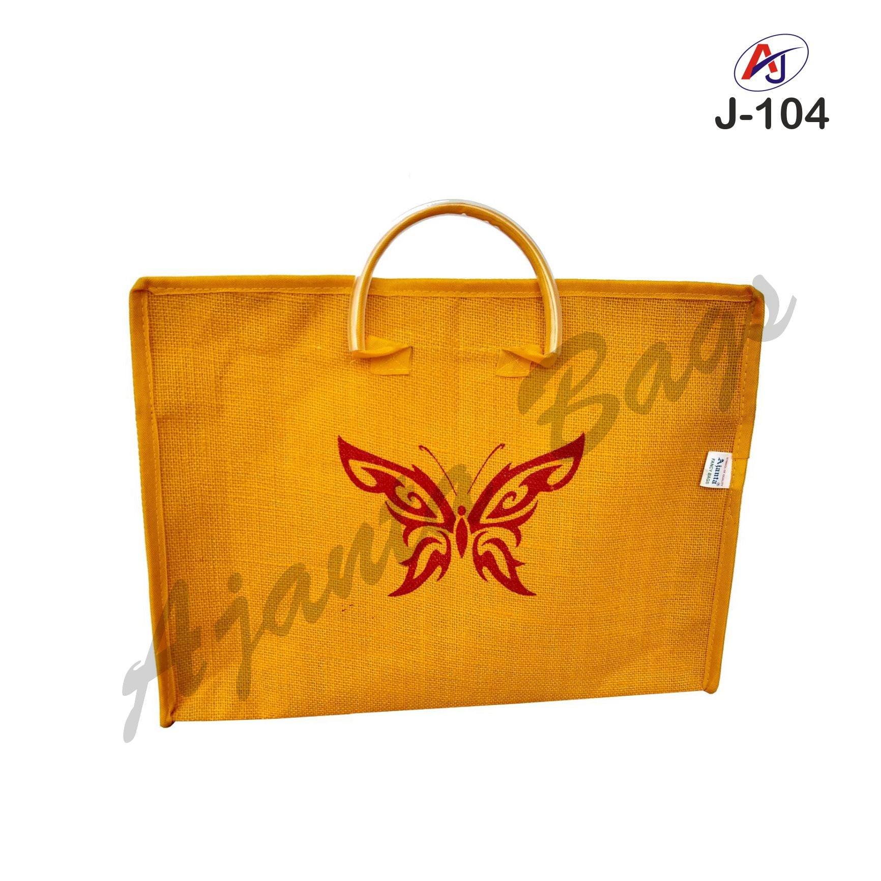Premium Zip Closure Jute Office Bag with Butterfly Print – Eco-Friendly Document Carry Bag