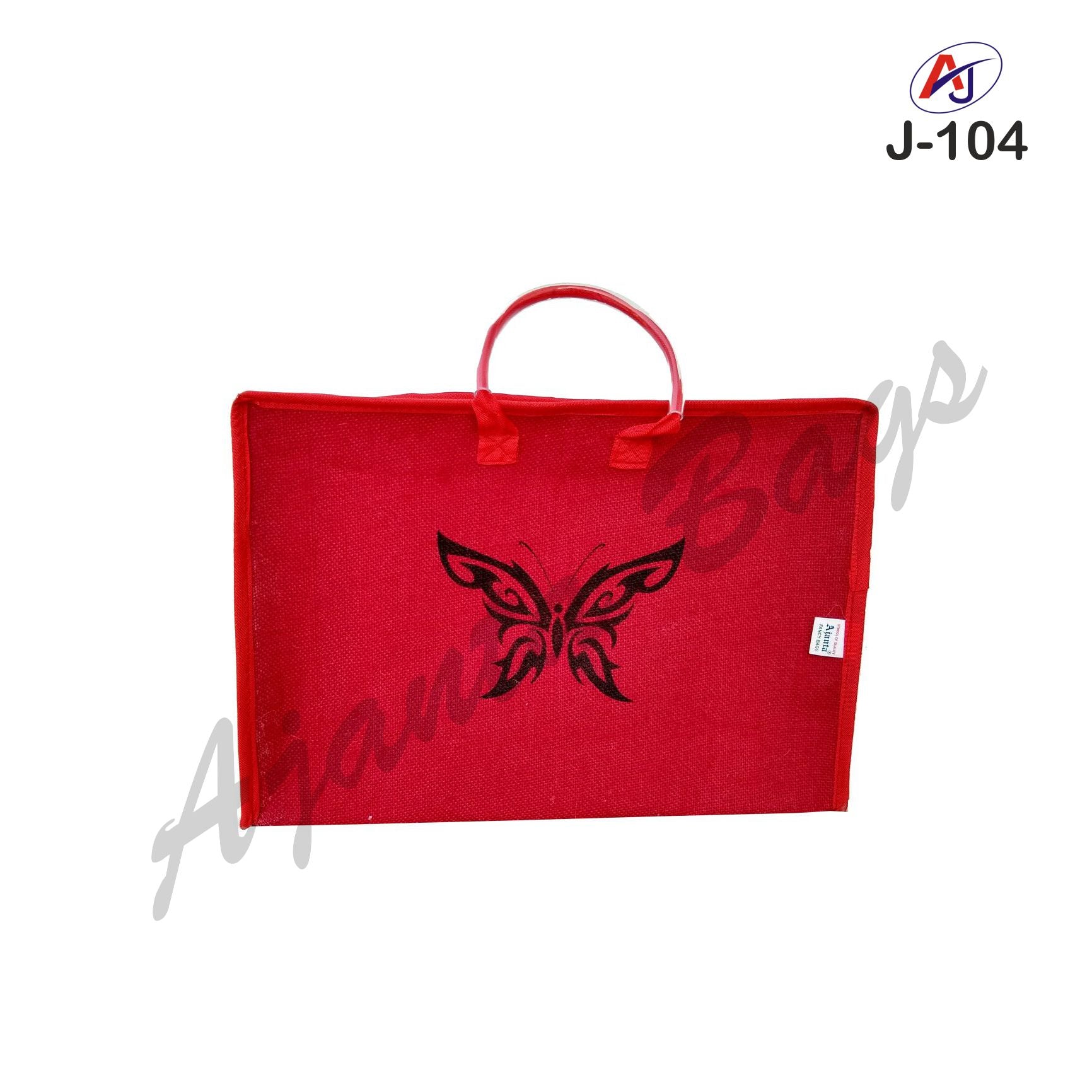 Premium Zip Closure Jute Office Bag with Butterfly Print – Eco-Friendly Document Carry Bag