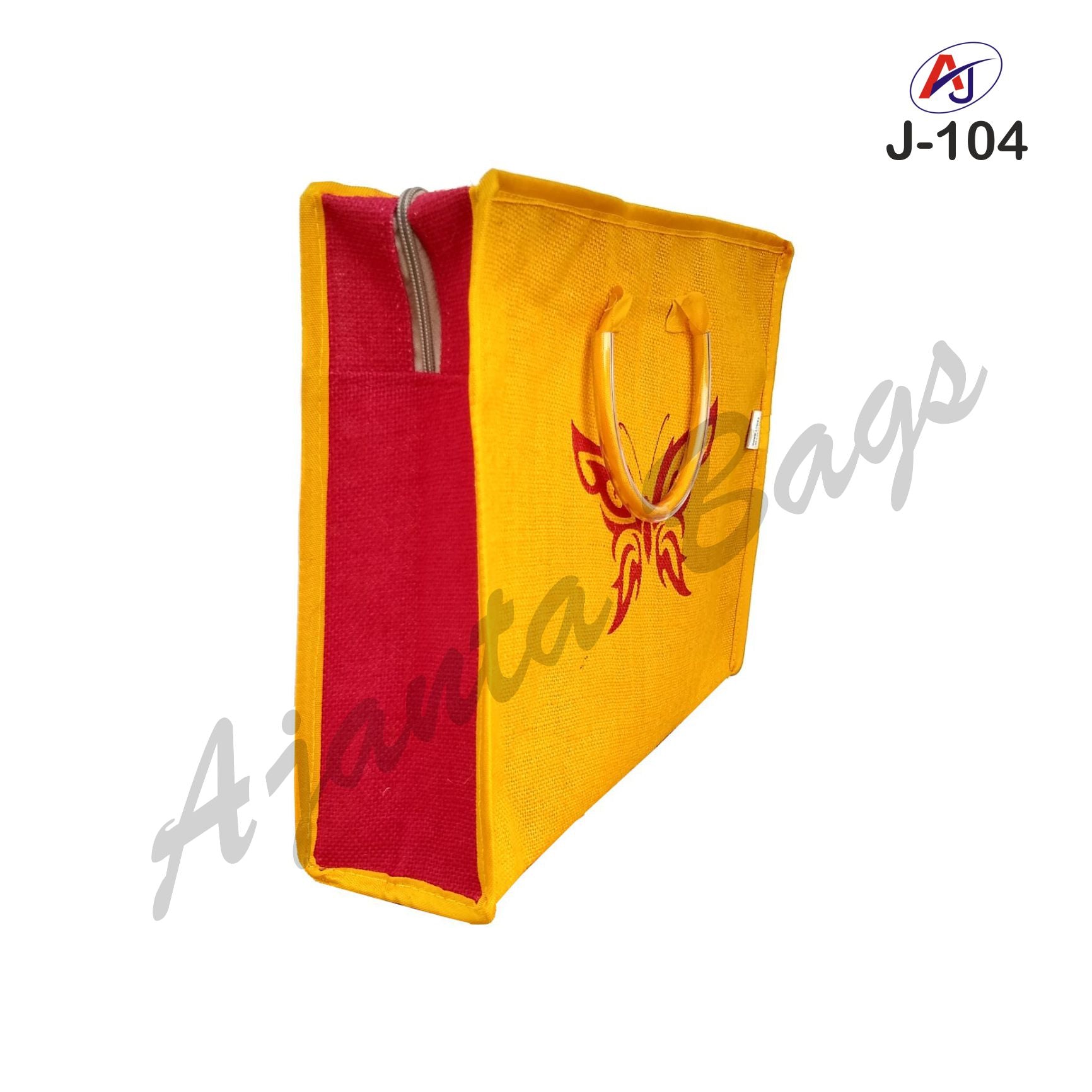 Premium Zip Closure Jute Office Bag with Butterfly Print – Eco-Friendly Document Carry Bag