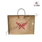 Premium Zip Closure Jute Office Bag with Butterfly Print – Eco-Friendly Document Carry Bag