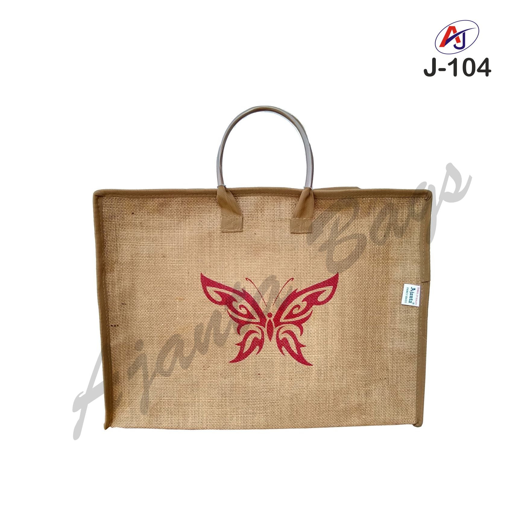 Premium Zip Closure Jute Office Bag with Butterfly Print – Eco-Friendly Document Carry Bag