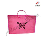 Premium Zip Closure Jute Office Bag with Butterfly Print – Eco-Friendly Document Carry Bag