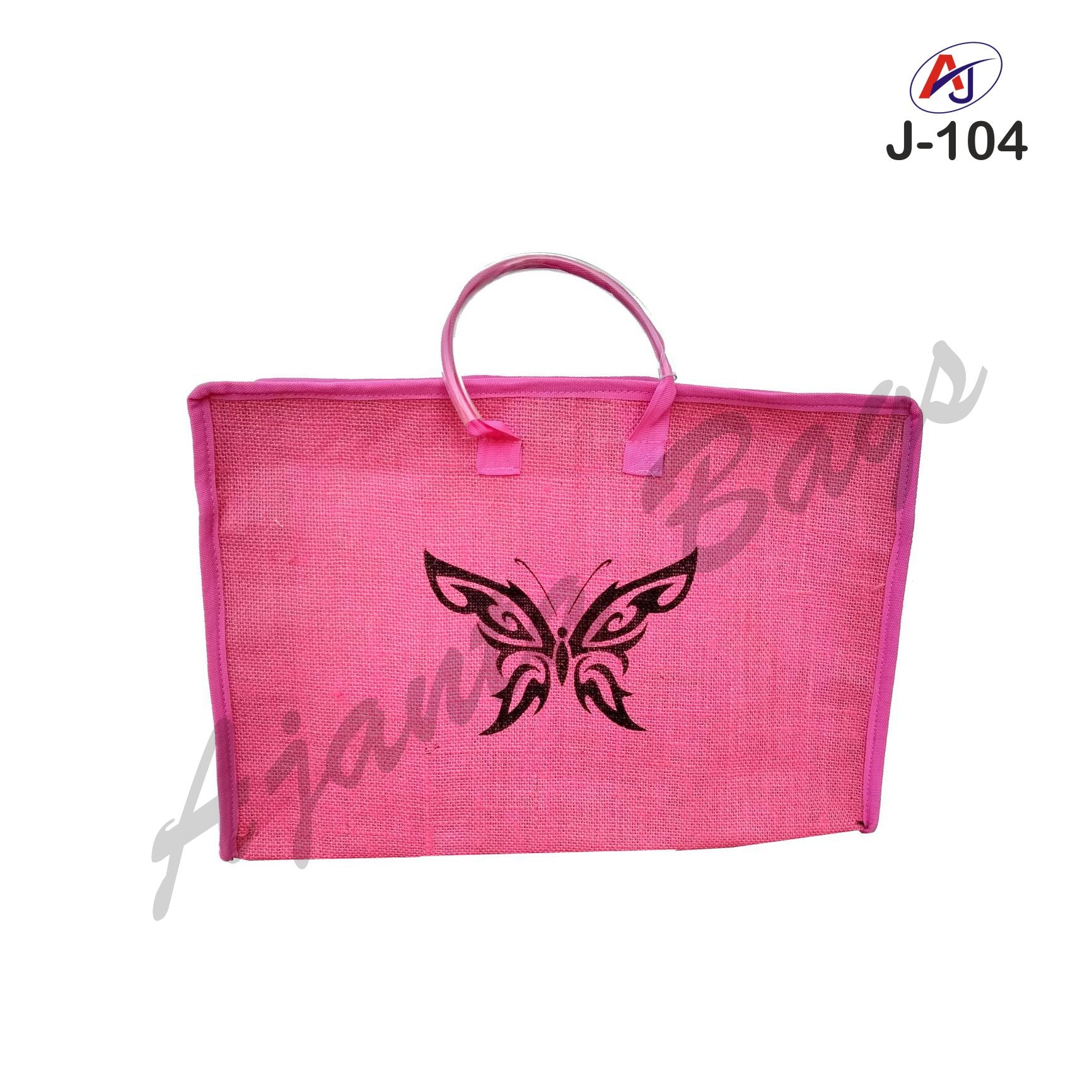 Premium Zip Closure Jute Office Bag with Butterfly Print – Eco-Friendly Document Carry Bag